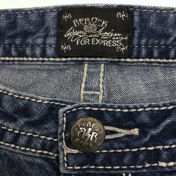 ReRock for Express Women's Jeans Straight Leg Capri Distressed size 4 length 26" - Picture 6 of 9